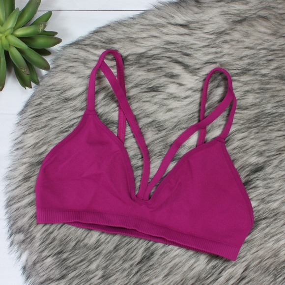 Free People Keira Seamless Strappy Magenta Bra M/L - Picture 3 of 6